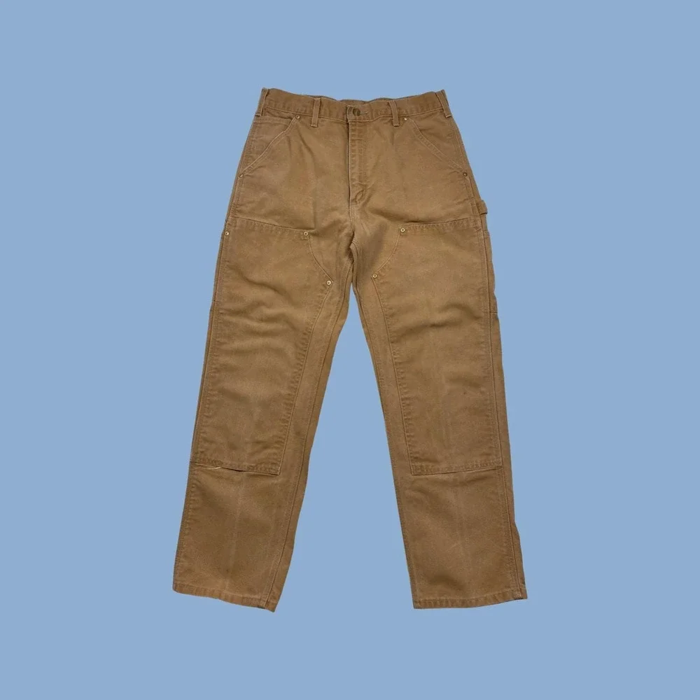 Vintage Carhartt Duck Canvas Double Knee Utility Union Work Pants 32x30